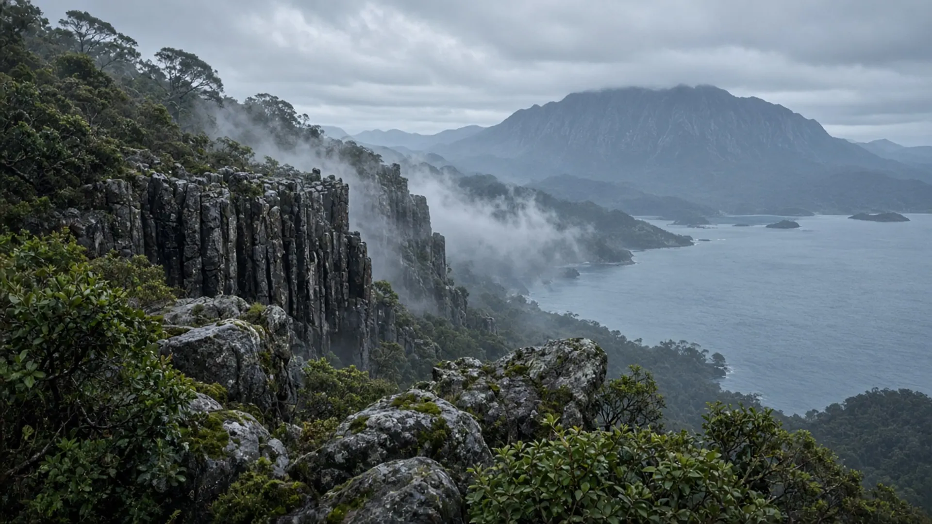 Southern Tasmania forest and harbour light