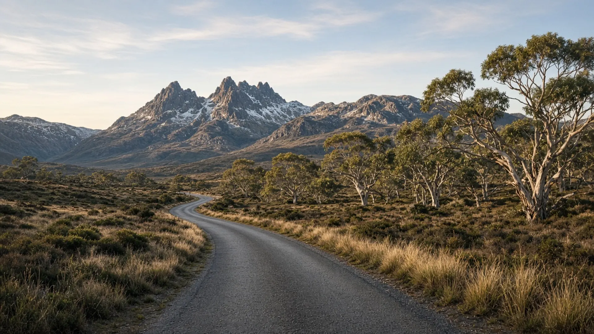 Highland touring road in Tasmania